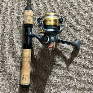 Shakespeare Microspin real and pole. Light gear , 5’ long pole